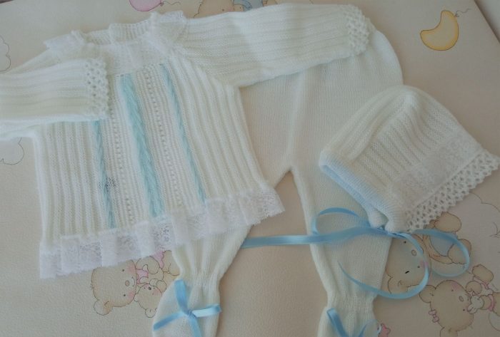 Conjunto Verano Blanco/Celeste Talla 3  6138